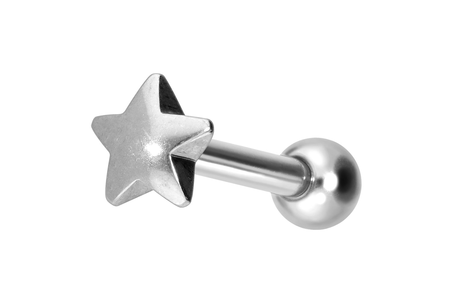 Titan Ohrpiercing mit Innengewinde STERN